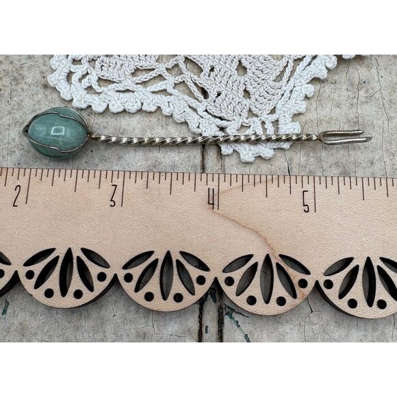 Brazilian Silver Twisted Semi-Precious Stone Appetizer Cocktail Forks 50s - Picture 4 of 6